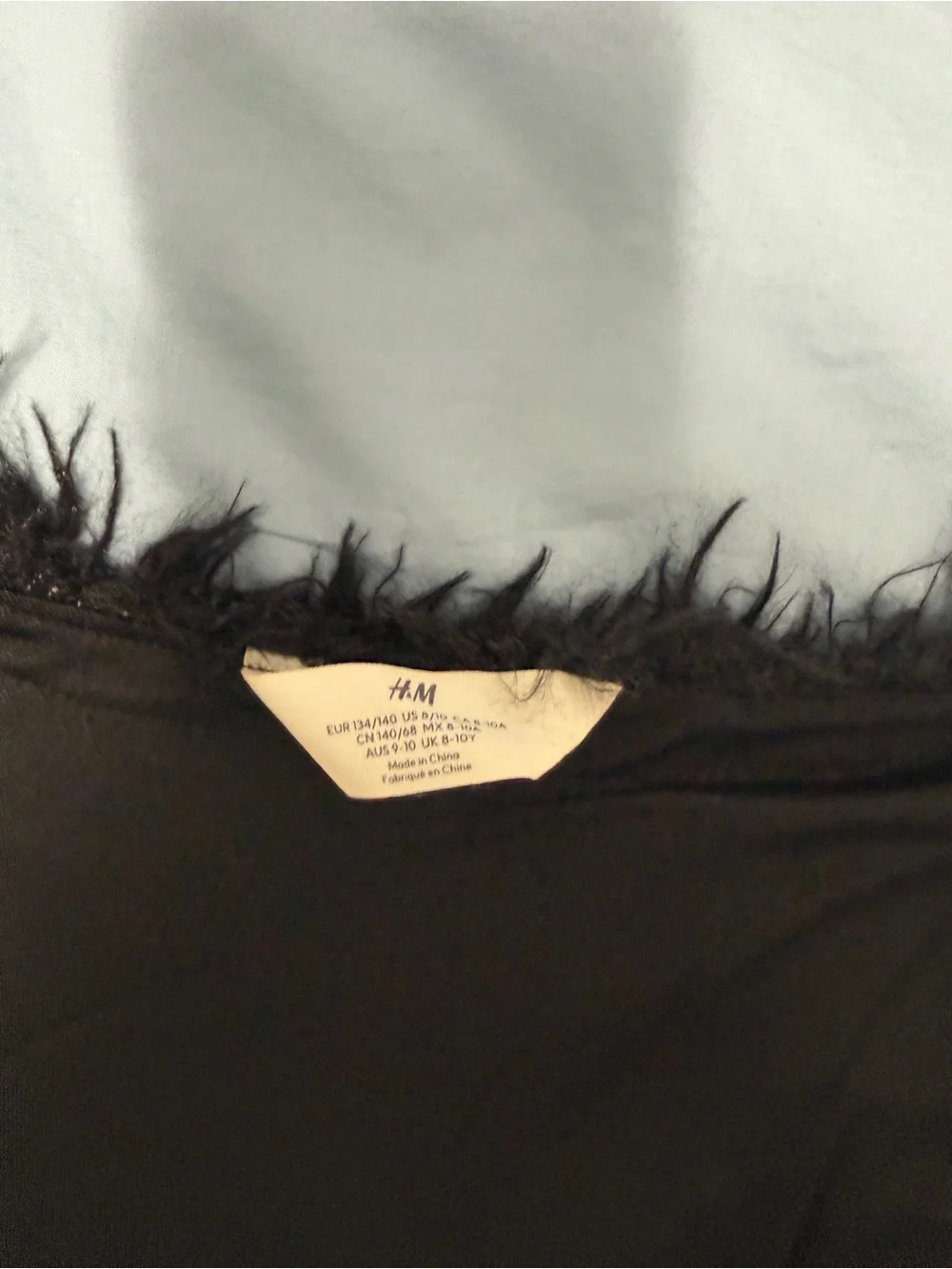 H&M Girls Black Faux-Fur Cropped Jacket Age 9–10
